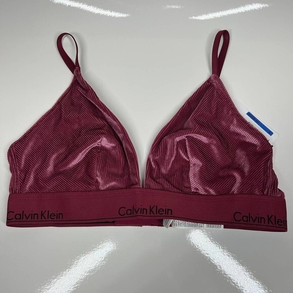 Calvin Klein bra women unlined sans double burgundy bra triangle size XL chic - Picture 10 of 13